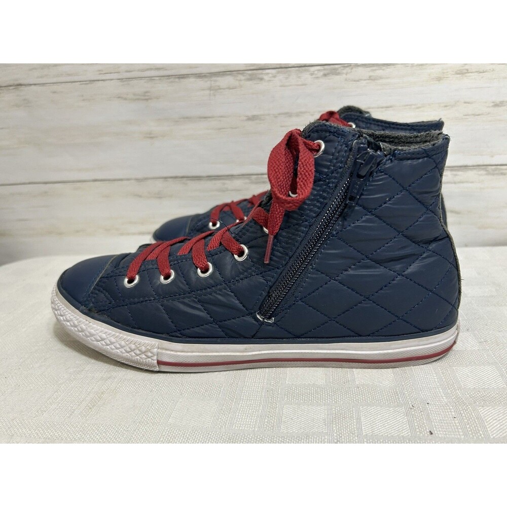 CONVERSE Chuck Taylor SIDE ZIP Blue QUILTED Junior Youth Size 6 Boy Girl Shoe - Picture 6 of 16